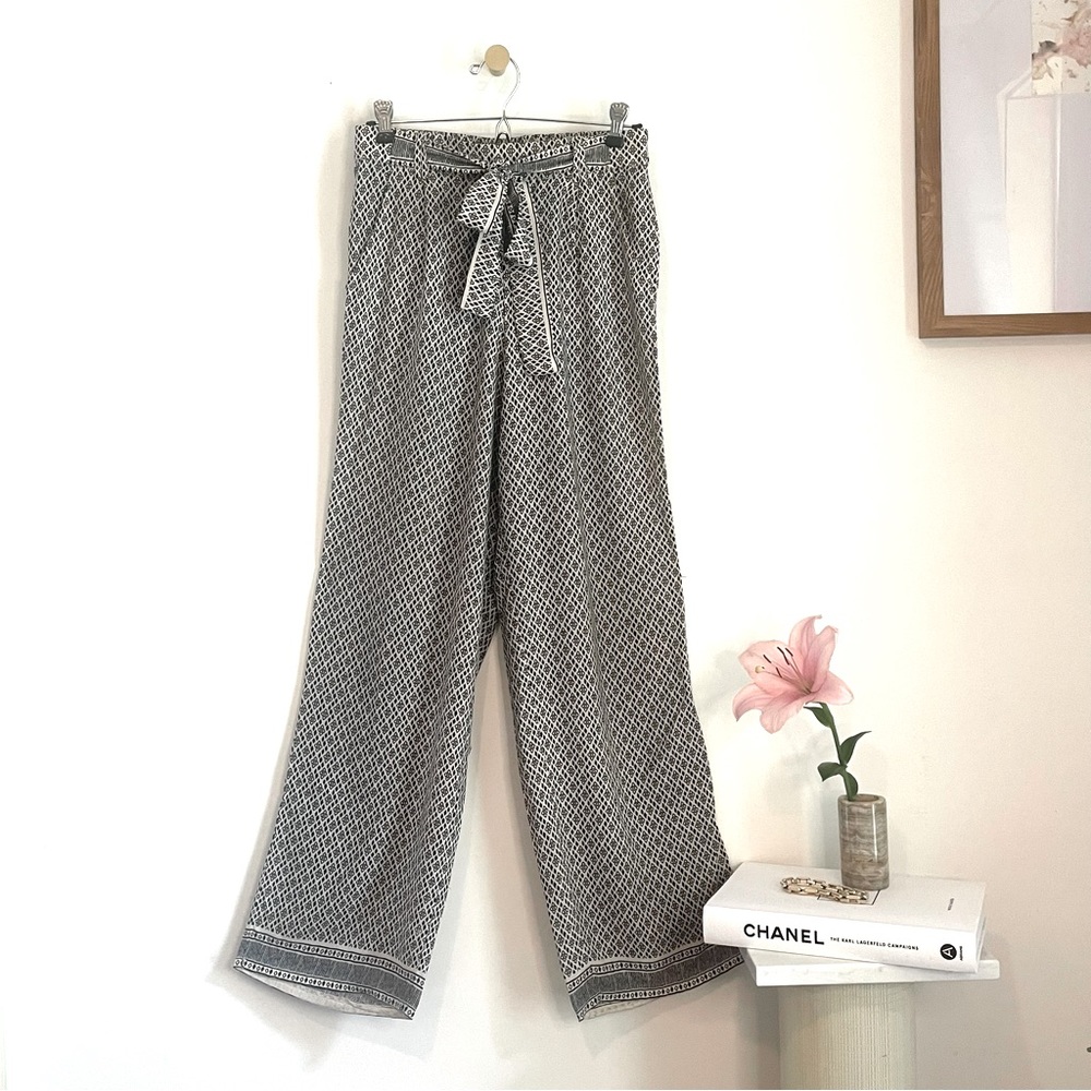 Wide Leg Cotton Boho Tie Front Pants - Size S